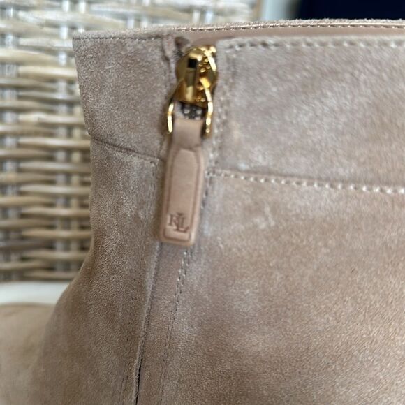 Ralph Lauren Women Wynne Suede Booties Beige Size 10 - Picture 9 of 13